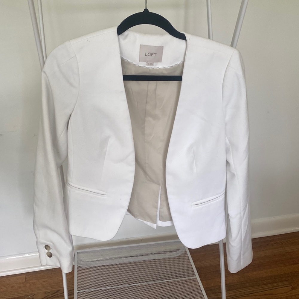 COPY - LOFT White Linen Blazer Size 0